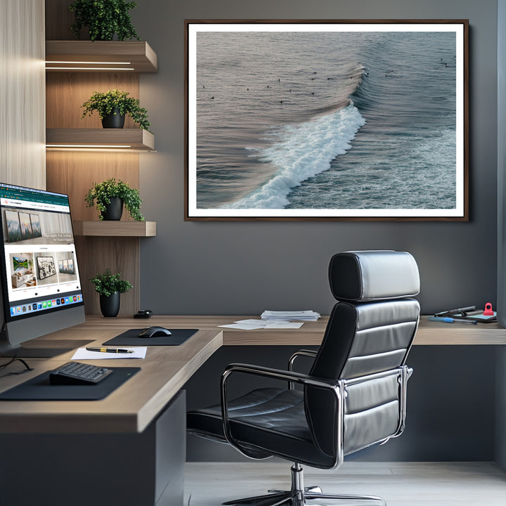 Ocean Waves Wall Art Canvas Print, Framed Coastal Serenity Art Picture Print, Surf Perfect Coastal Decor Artwork