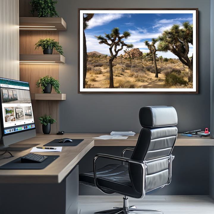 Joshua Tree Desert Wall Art Canvas Print, Framed Southwestern Nature Art Picture Print, Rustic Earth Tones Perfect Southwestern Boho Decor
