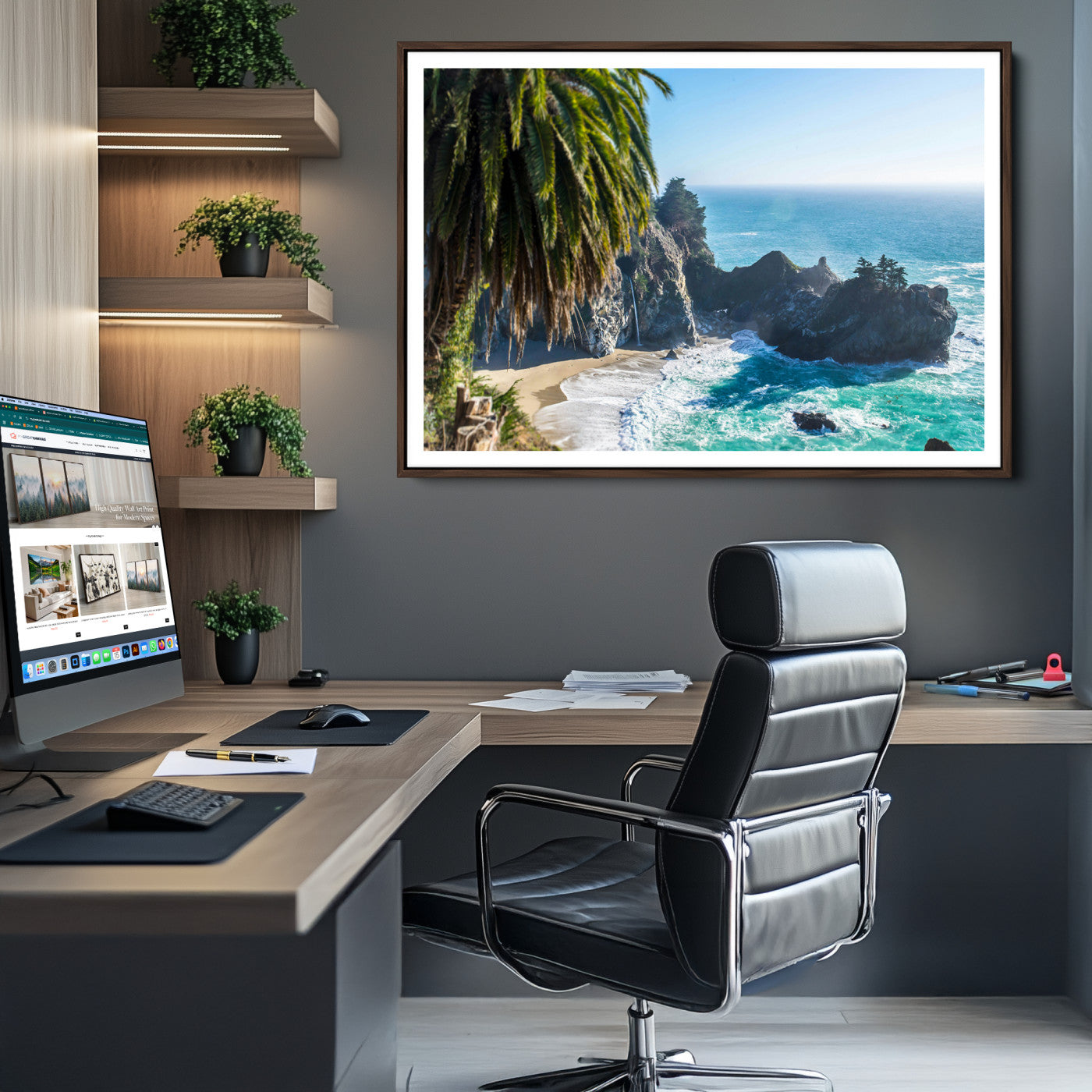 Big Sur Photography Wall Art Canvas Print, Framed California Coastline Art Picture Print, Tropical Seascape Perfect Coastal Minimalist Decor