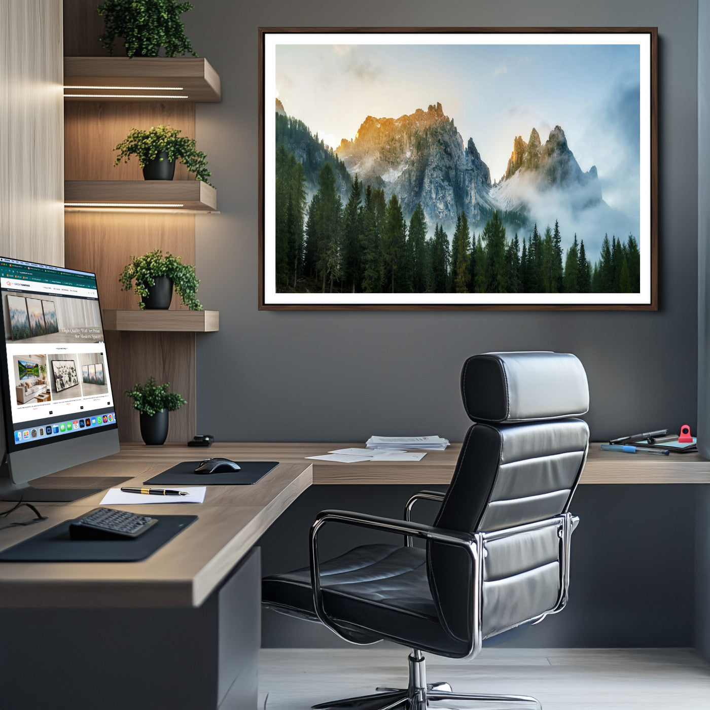 21145440-MGV-CV-36X24-Wilderness Wall Art - Framed Nature Landscape Decor, Mountain Wall Art Canvas Print, Framed Nature Landscape Decor Art
