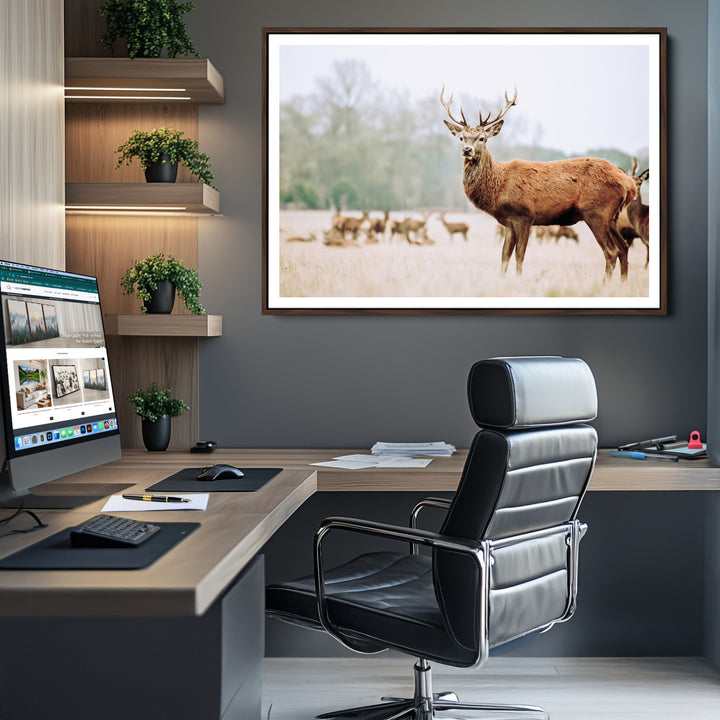 Rustic Nature Print Wall Art Canvas Print, Framed Deer Canvas Wall Art Art Picture Print, Nordic Animal Art Perfect Rustic Nature Decor