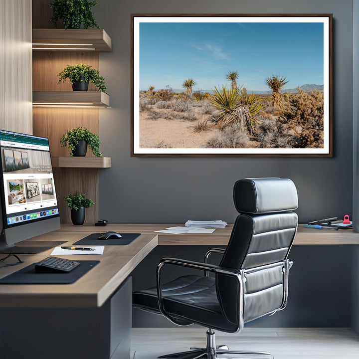 Joshua Tree Wall Art Canvas Print, Desert Landscape Print, Framed Warm Earth Tones Art Print, Large California Southwest Printing
