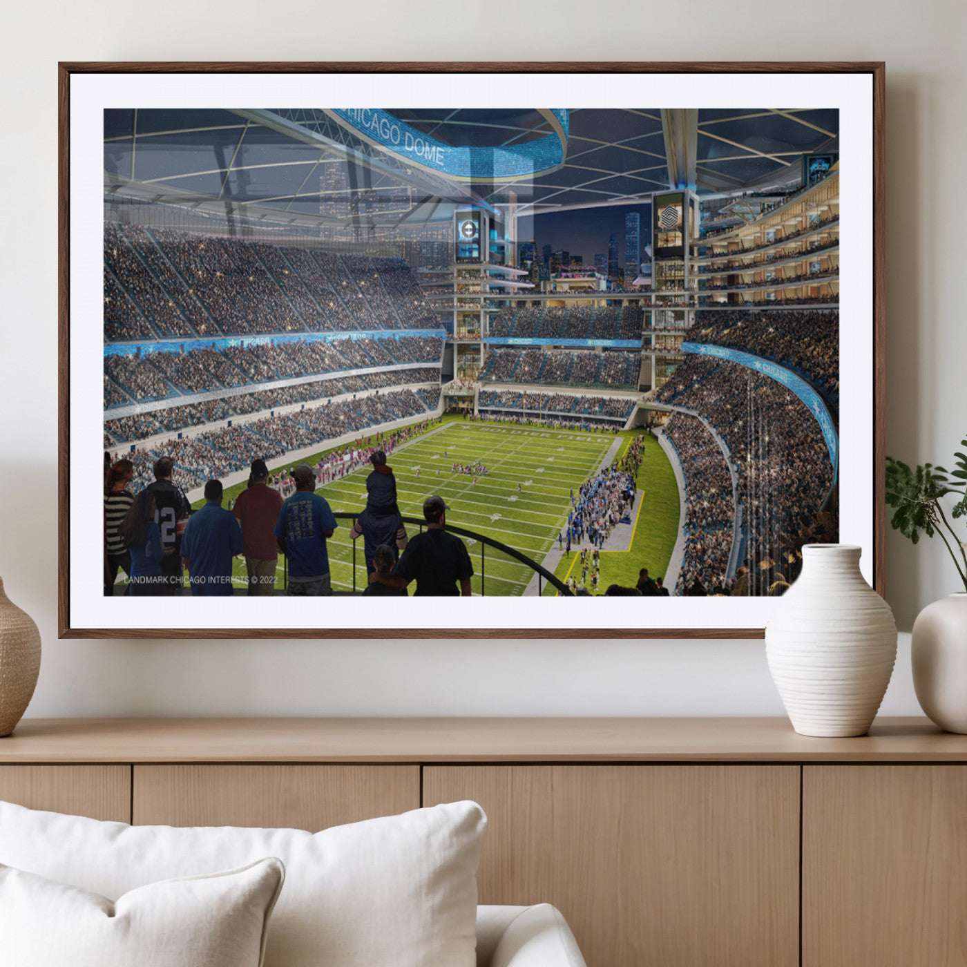 MGC-FP-36x24 - Chicago Bears Soldiers Field Wall Art Canvas Print – Framed Football Stadium Artwork for Sports