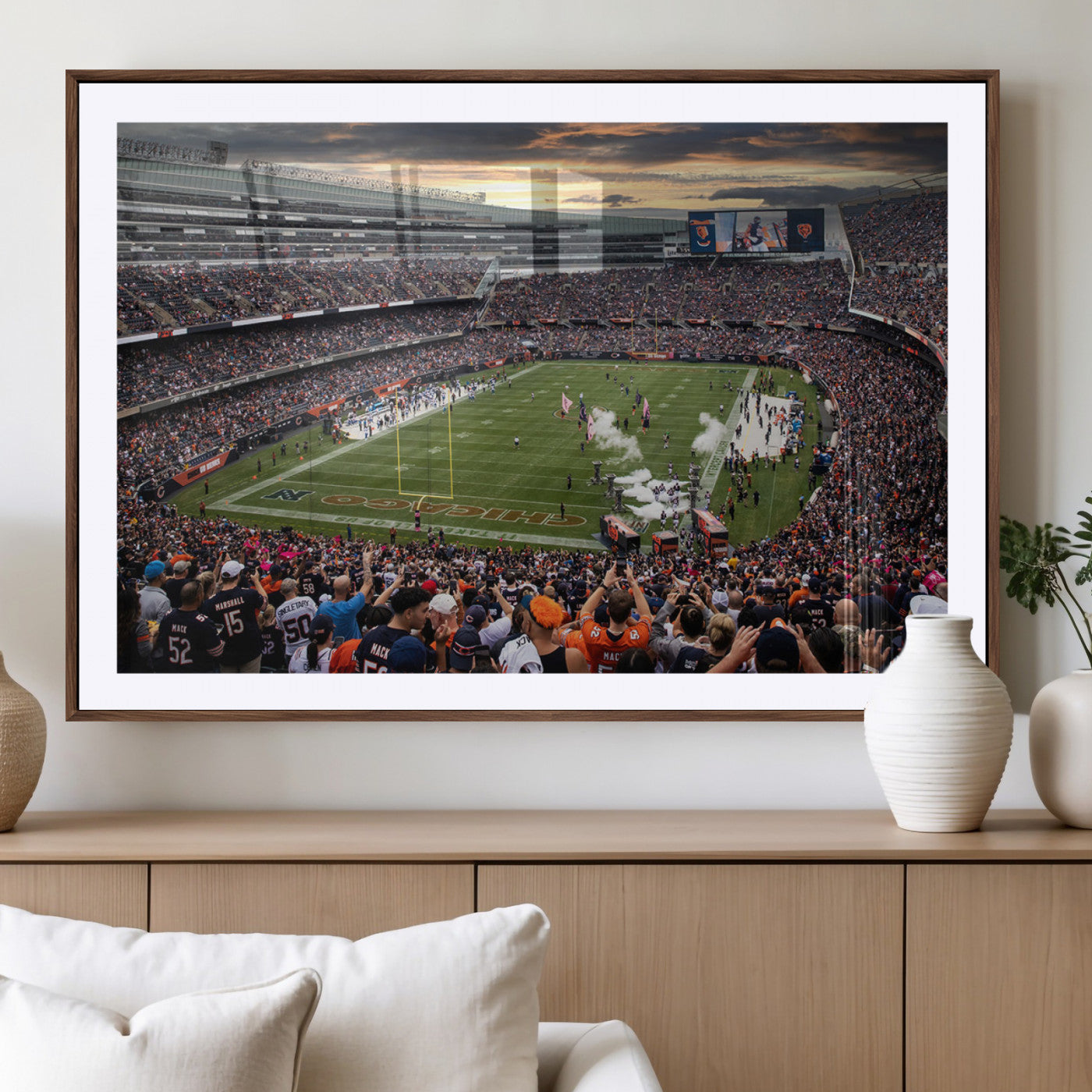 MGC-FP-36x24 - Chicago Bears Soldiers Field Wall Art Canvas Print – Framed Football Stadium Artwork for Sports