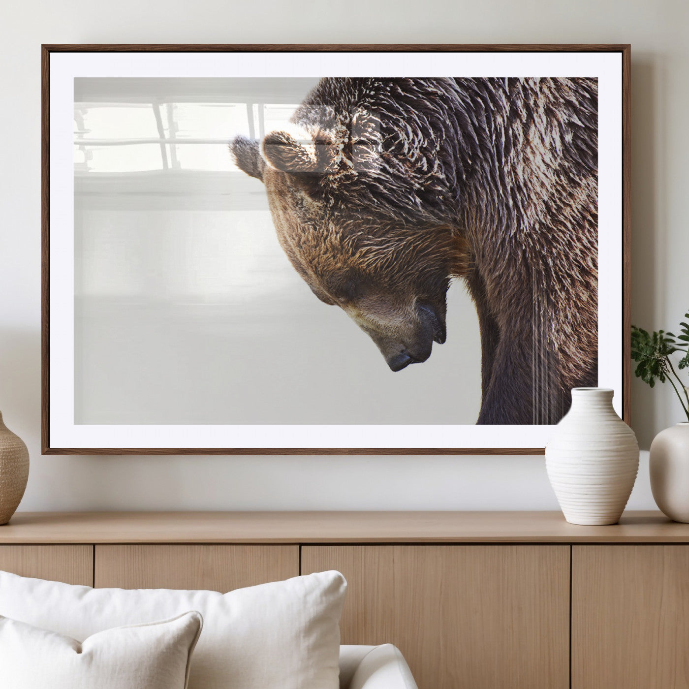 Majestic Bear Portrait - Capture the raw beauty of a bear in a detailed close-up, perfect for your Wall Art Canvas Print collection