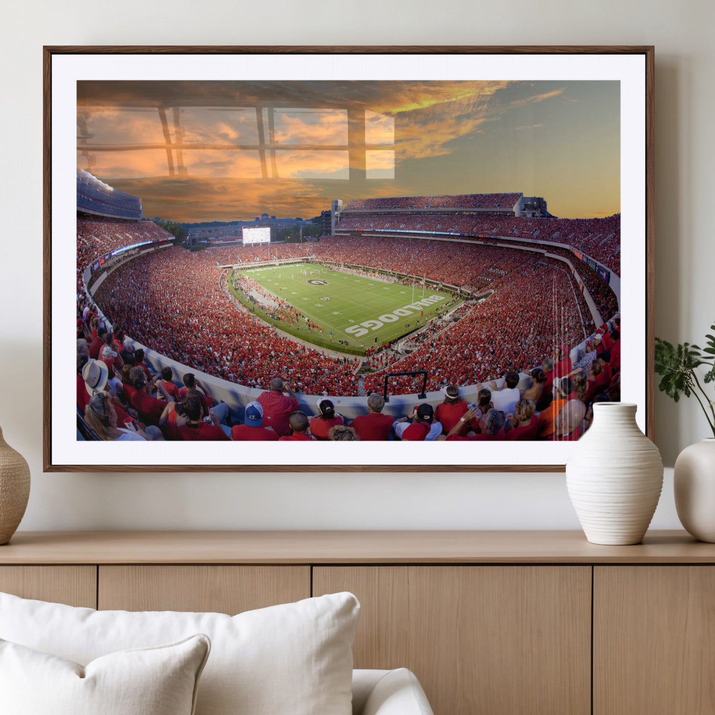 73680988-MGC-FP-40x30-Dooley Stadium Wall Art Print, Sports Arena Canvas Wall Art, Dooley Field at Sanford Stadium Canvas Print, Modern Athletic Field Art Printing