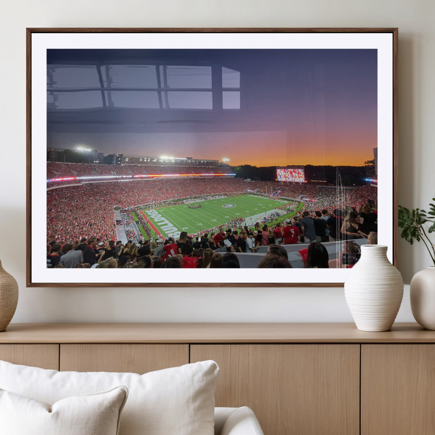 25139565-MGC-FP-40x30-Dooley Stadium Wall Art Print, Sports Arena Canvas Wall Art, Dooley Field at Sanford Stadium Canvas Print, Modern Athletic Field Art Printing