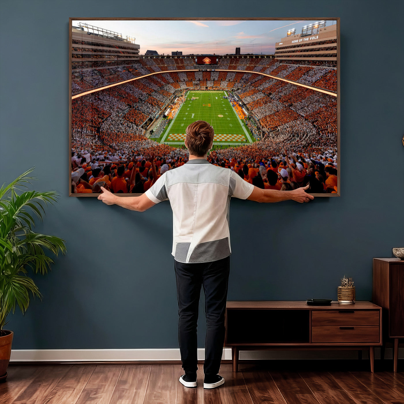 37160229-MGV-CV-36X24 - Tennessee Neyland Stadium Wall Art, Sports Arena Canvas Print, Panoramic Stadium Canvas Artwork for Home, Office