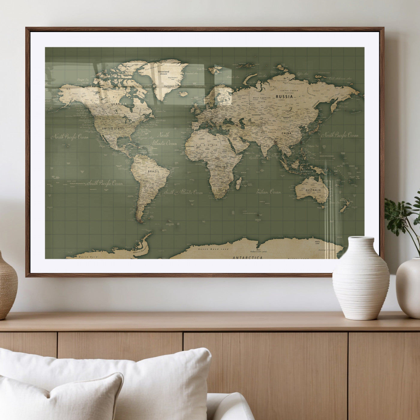 13750241-MGV-CV-36X24 - World Map Wall Art Canvas Print, Modern Decorative Framed Map Artwork Prints for Living Room, Office, Bedroom Wall Decor