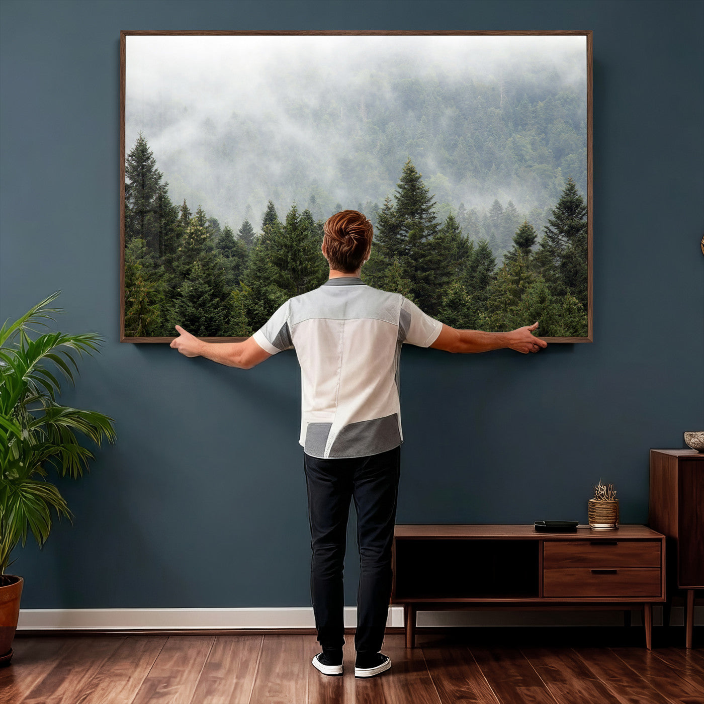 37010054-MGV-CV-36X24 - Misty Mountain Forest Wall Art Canvas Print