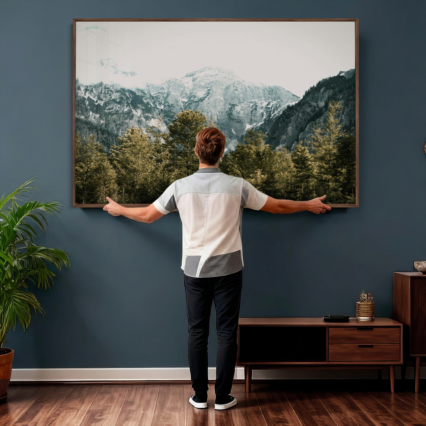 48479662-MGV-CV-36X24 - Mountain Forest Wall Art Canvas Print, Alpine Landscape Nature Photography, Moody Wilderness Wall Decor