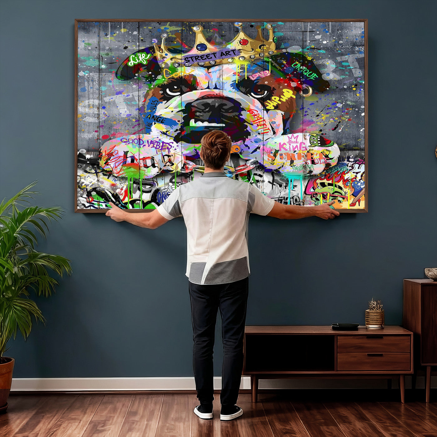 45209731-MGV-CV-36X24 - Dog Wall Decor for Teen Bedroom Decor - Graffiti Animal Canvas Wall Art for Teen Room Decor - Abstract Wall Painting Ready to Hang