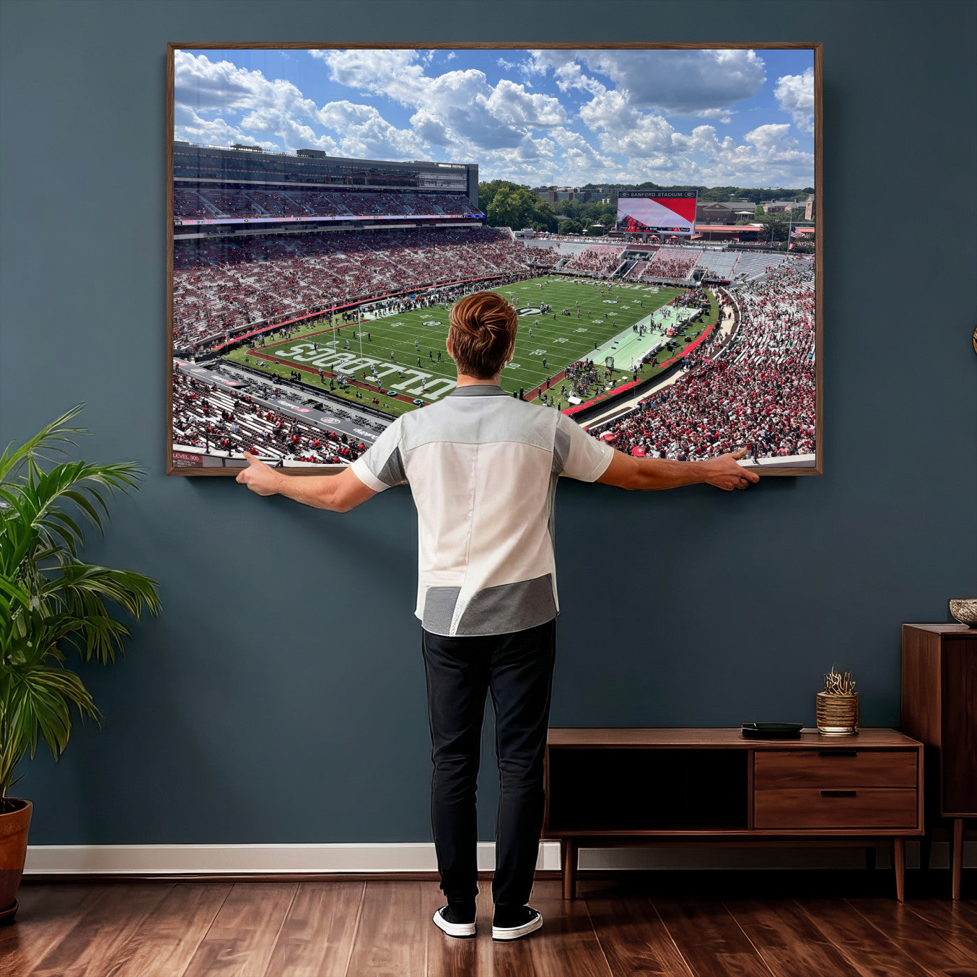 10665453-MGV-CV-36X24 - Georgia Bulldogs Stadium Wall Art Canvas Print, Sanford Stadium Football Field Panorama, College Football Game Day Wall Decor