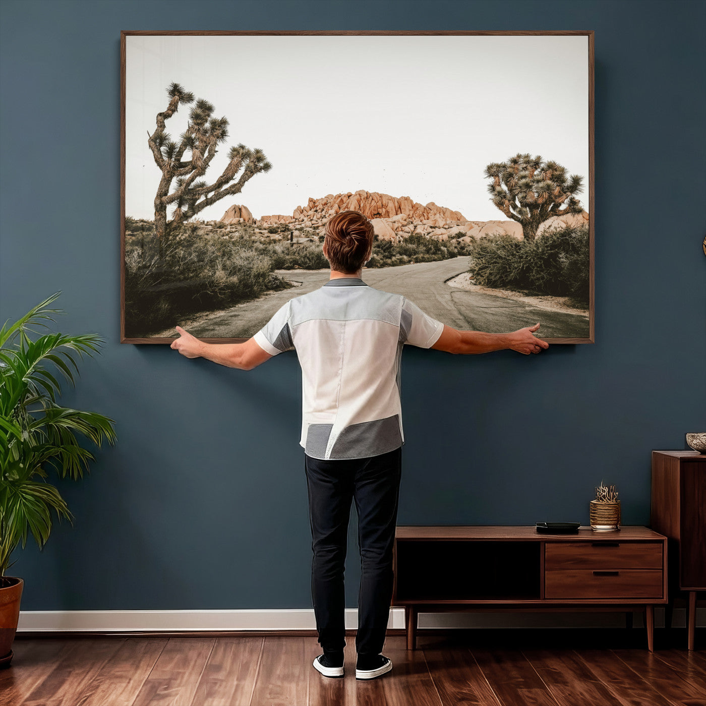 97248544-MGV-CV-36X24 - Joshua Tree Desert Wall Art Canvas Print, Minimal Southwestern Landscape Nature Wall Decor for Modern and Boho Interiors