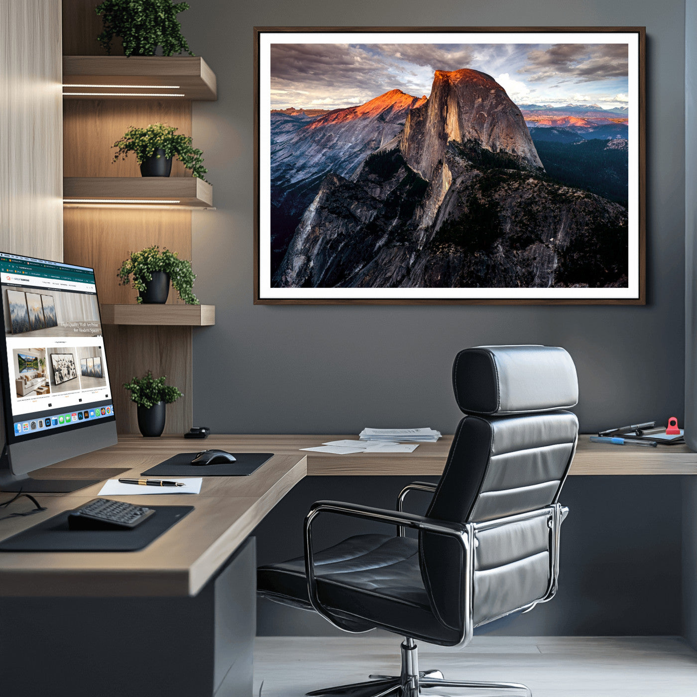 20714-MGV-CV-36X24-Half Dome Wall Art Print - Yosemite Majestic Triptych Landscape Print – National Park Nature Decor for Living Room or Office – Ready to Hang