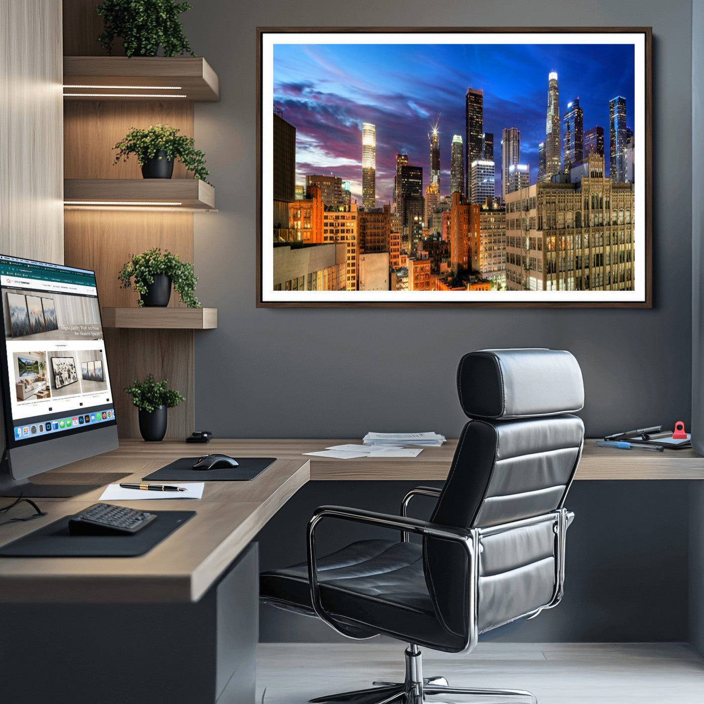 39051-MGV-CV-36X24-Los Angeles Night Wall Art Canvas Print