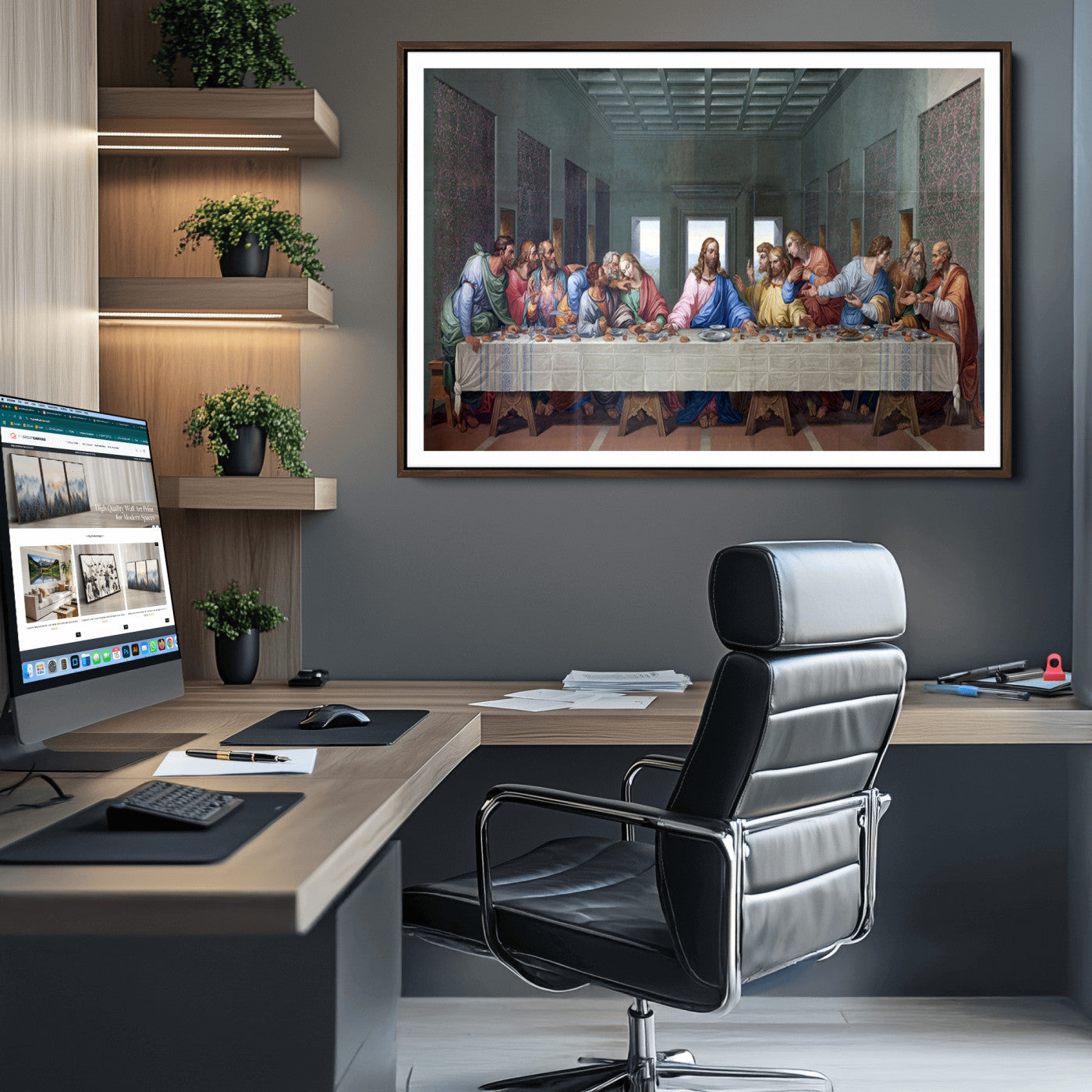 30401-MGC-FP-36x24_Black-The Last Supper Multi Panel Canvas Wall Art