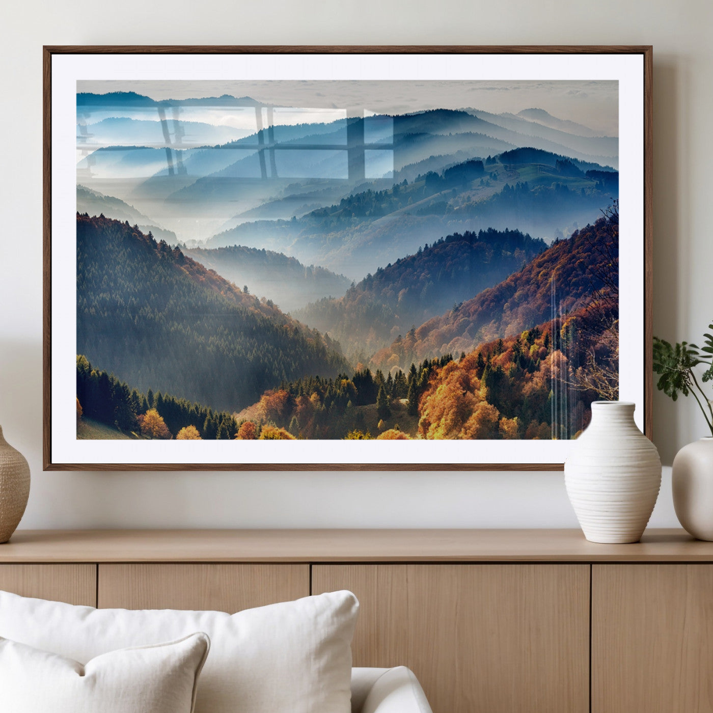 MGC-FP-36x24 - Mountains Forest Autumn Wall Art Canvas Print