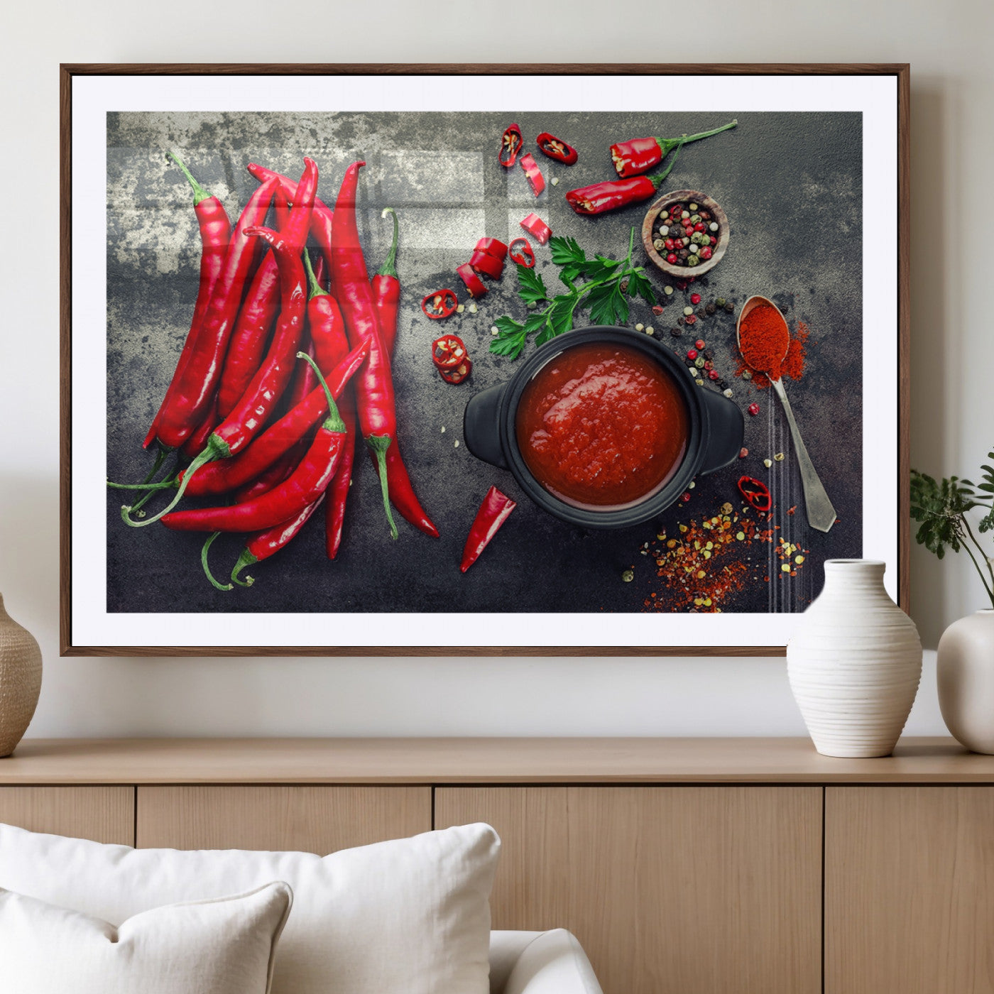 MGC-FP-36x24 - Red Pepper Kitchen and Restaurant Wall Wall Art, Red Pepper Kitchen Wall Decor Canvas Print