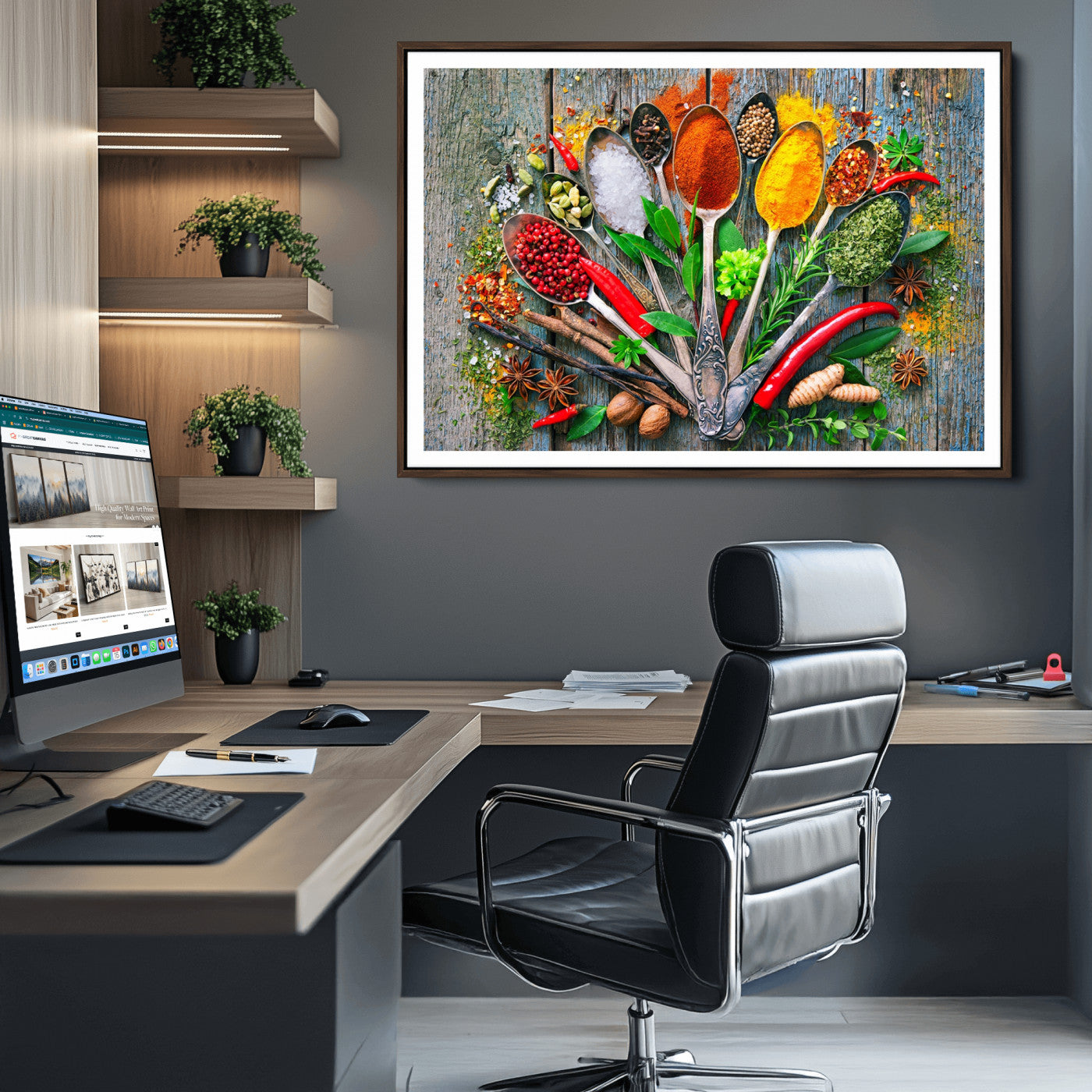 20619-MGV-CV-36X24-Spoonful of Spices Cooking Wall Art Canvas Print - Vibrant Kitchen Decor Triptych – Culinary Art Print for Dining Room or Kitchen – Ready to