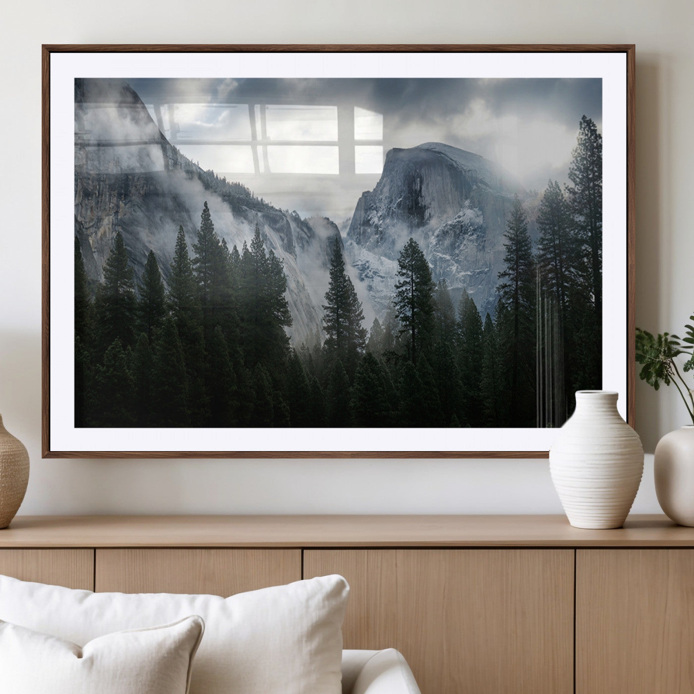 MGC-FP-36x24 - Yosemite National Park El Capitan Foggy Mountain Wall Art | Large Canvas Print for Living Room,