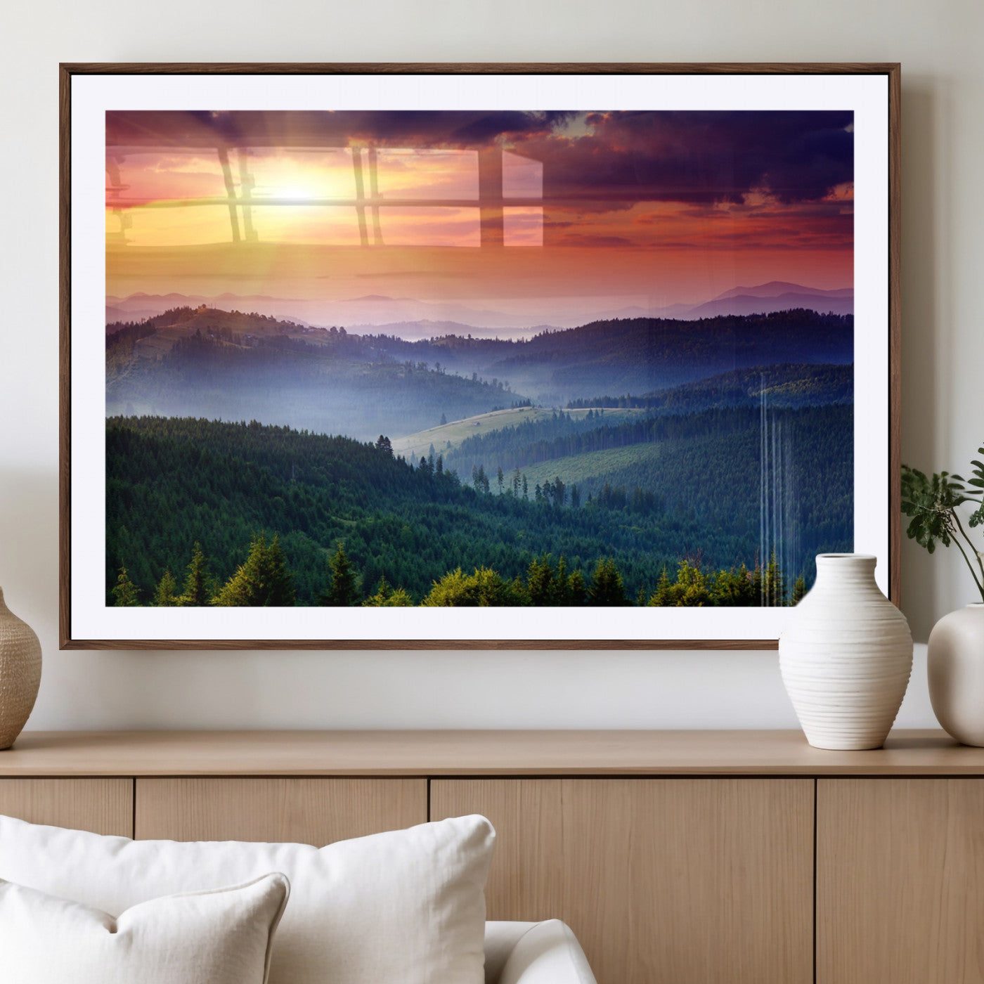 MGC-FP-36x24 - Mountain and Sunset Wall Art Canvas Print