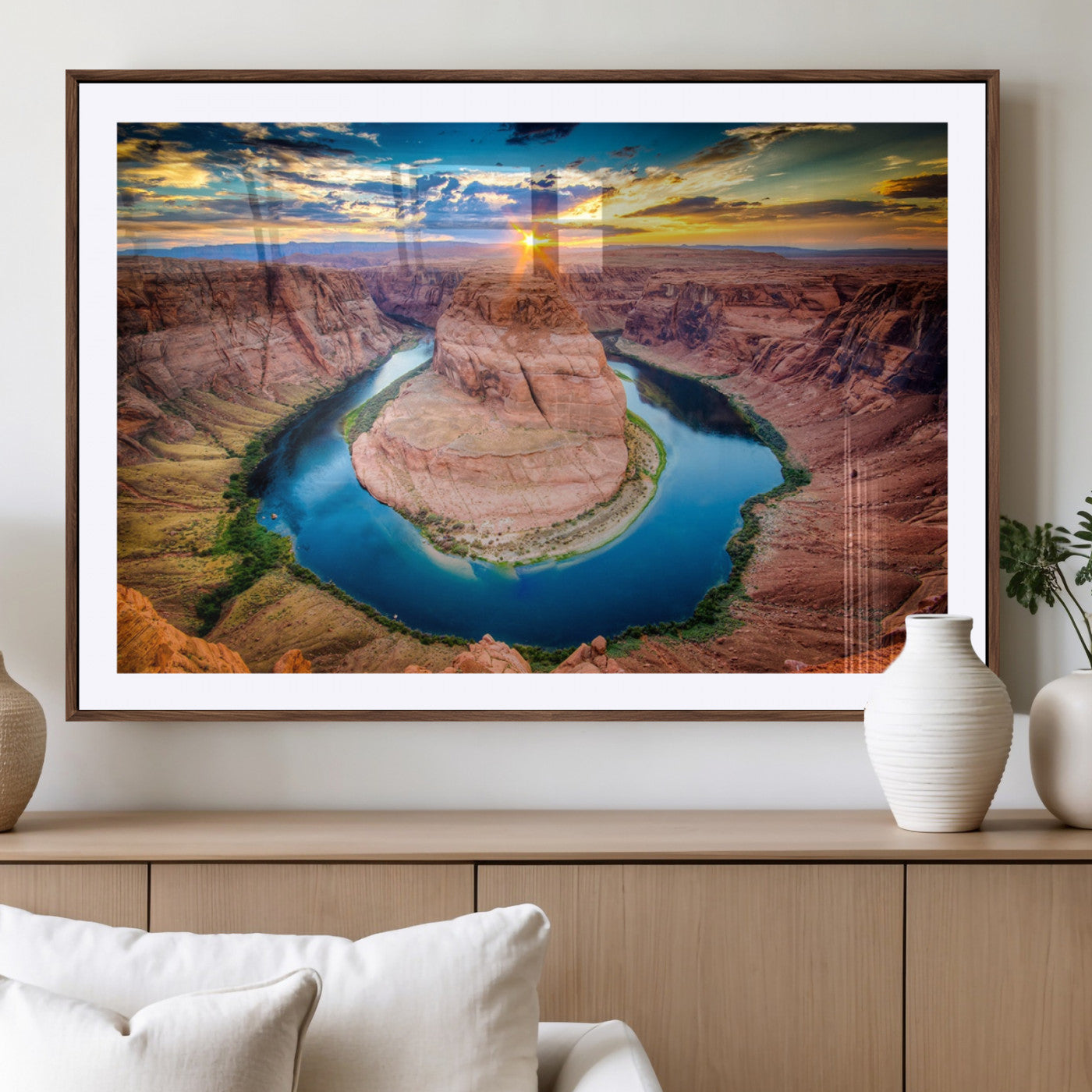 MGC-FP-36x24 - Sunset on the Horseshoe Bend Grand Canyon, Horseshoe Bend Grand Canyon Canvas Wall Art Print