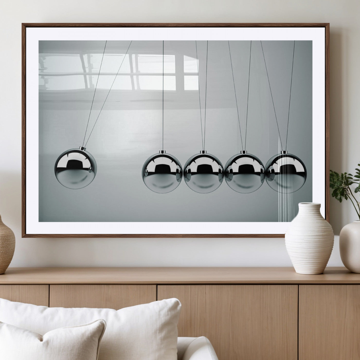 MGC-FP-36x24 - Newton's Cradle Wall Art Canvas Print, Framed Newton Cradle Wall Art