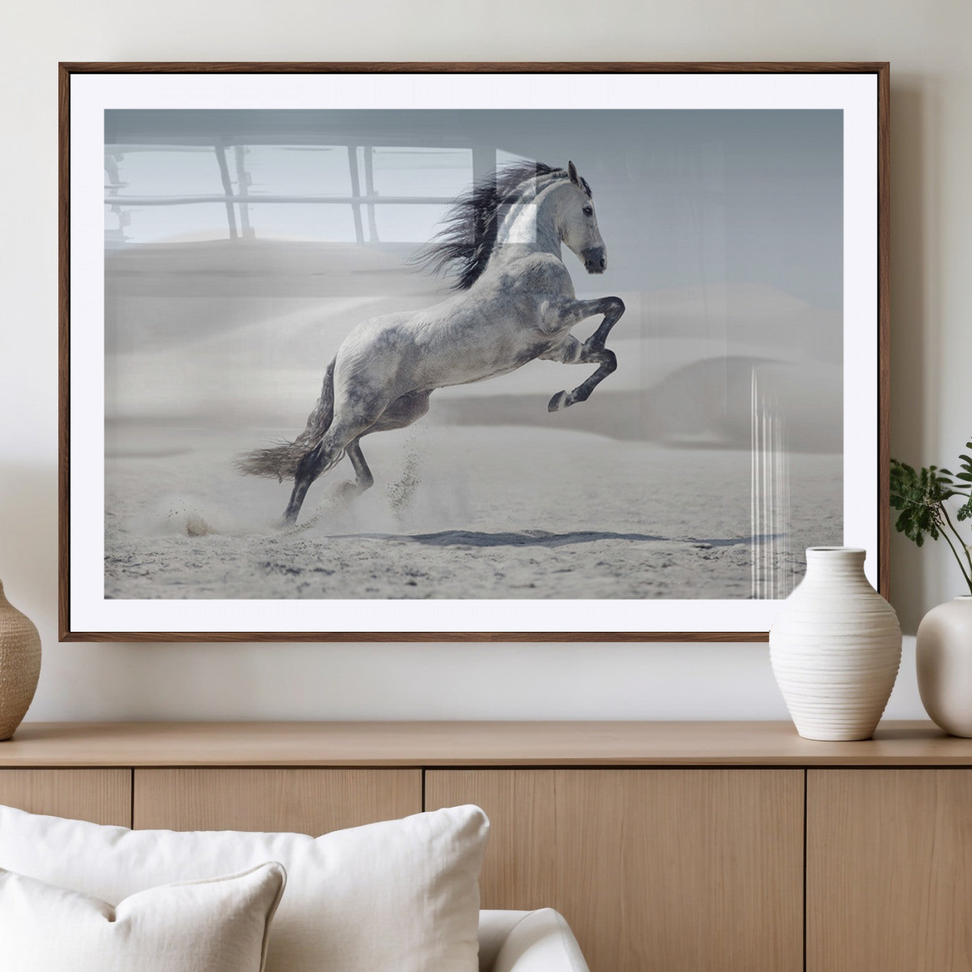 MGC-FP-36x24 - Prancing Horse on Dessert Large Wall Art Animal Canvas Print