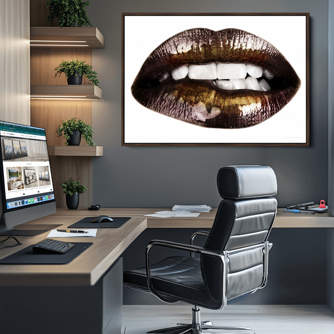 67580-MGV-CV-36X24-Close Up Lips Wall Art Canvas Print