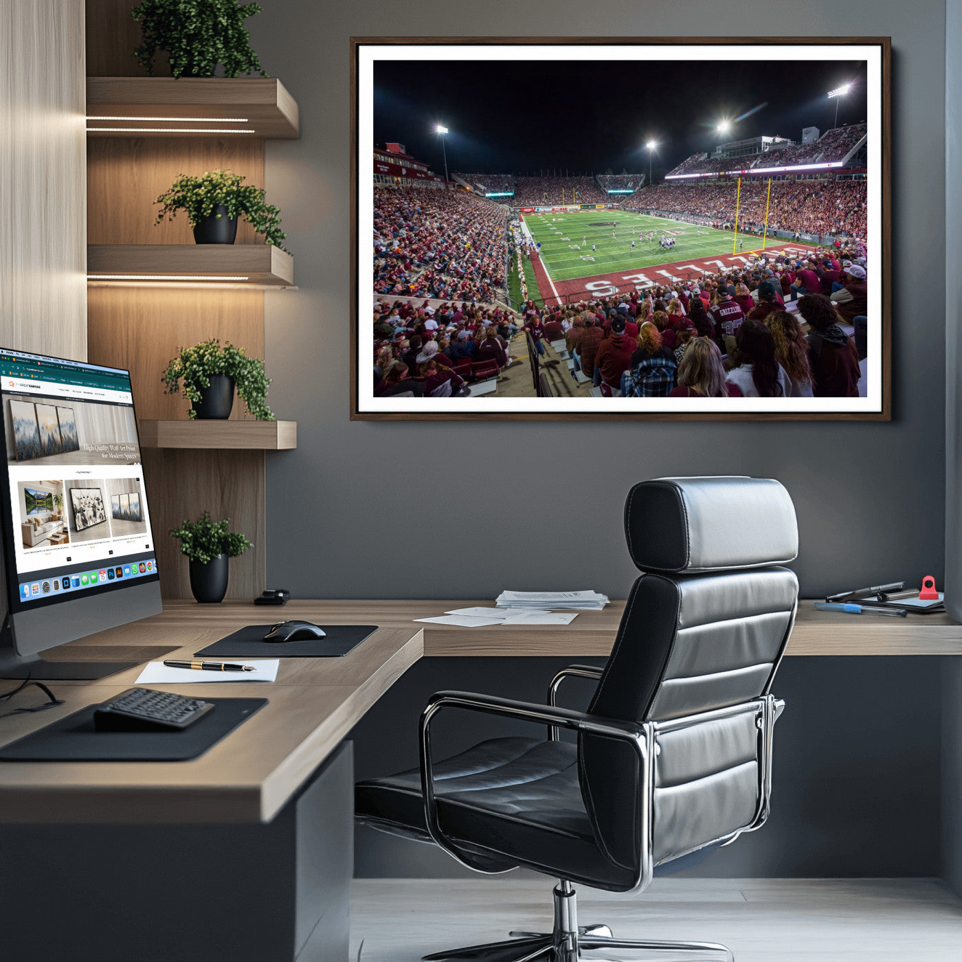56191-MGV-CV-36X24-American Football Wall Art Canvas Print, Stadium Sport Wall Art Print