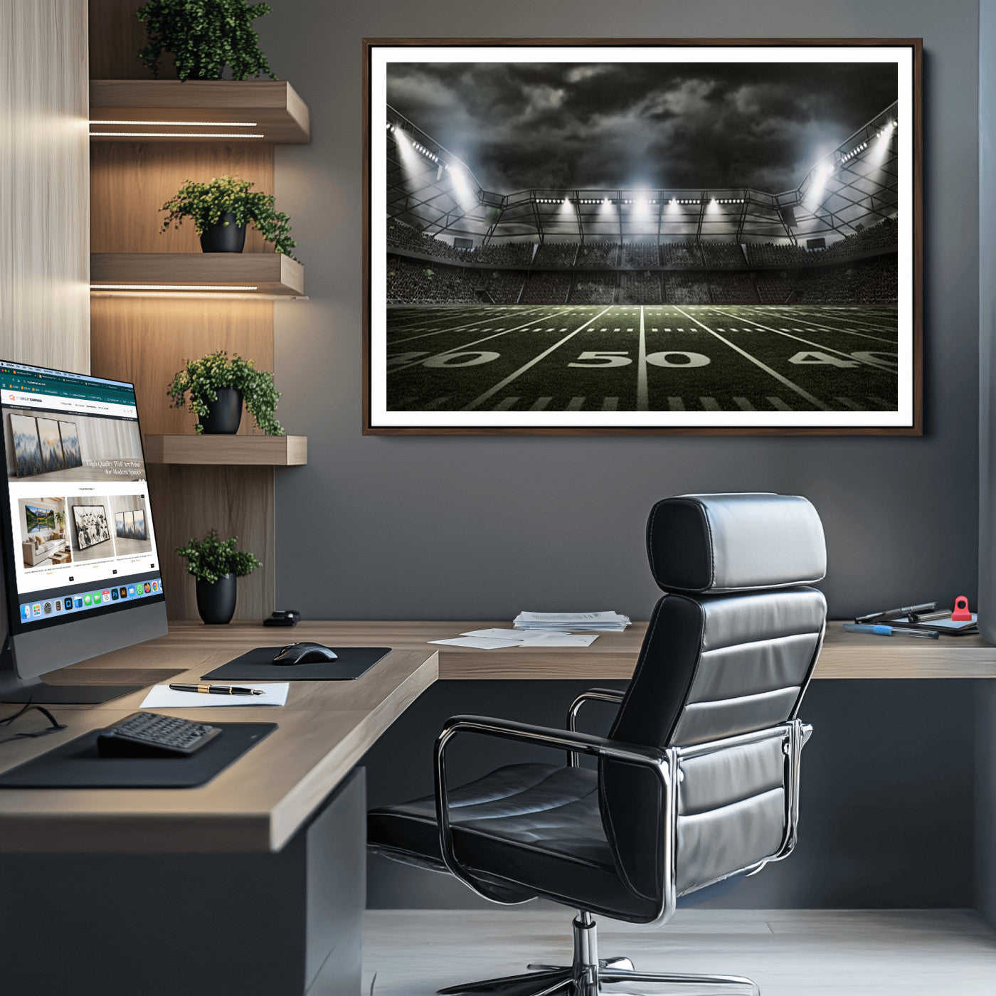 90107-MGV-CV-36X24-American Football Stadium Wall Art Canvas Print, Stadium Sport Wall Art Print