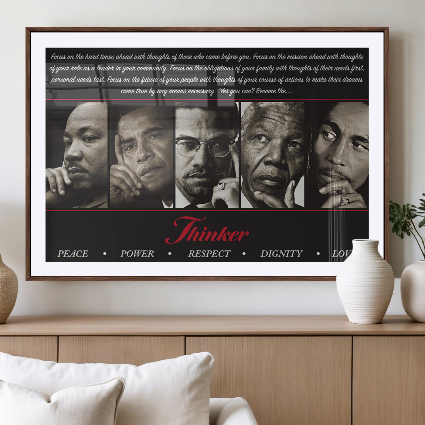 MGC-FP-36x24 - Thinkers of Wall Art Canvas Print - Inspirational Wall Art Featuring Icons of Peace, Power, and