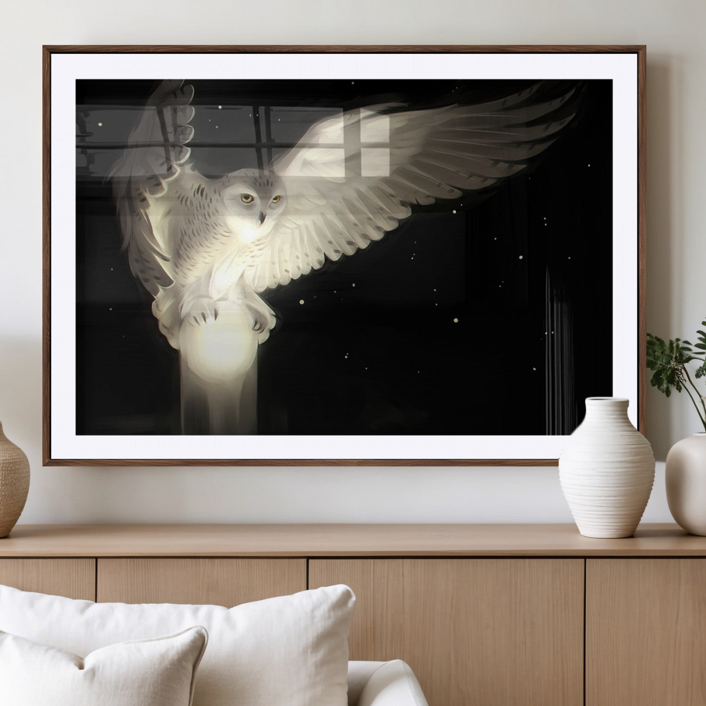 MGC-FP-36x24 - Night Owl Art -  Illuminating the Darkness – Unique Animal-Inspired Wall Art for Modern Decor |