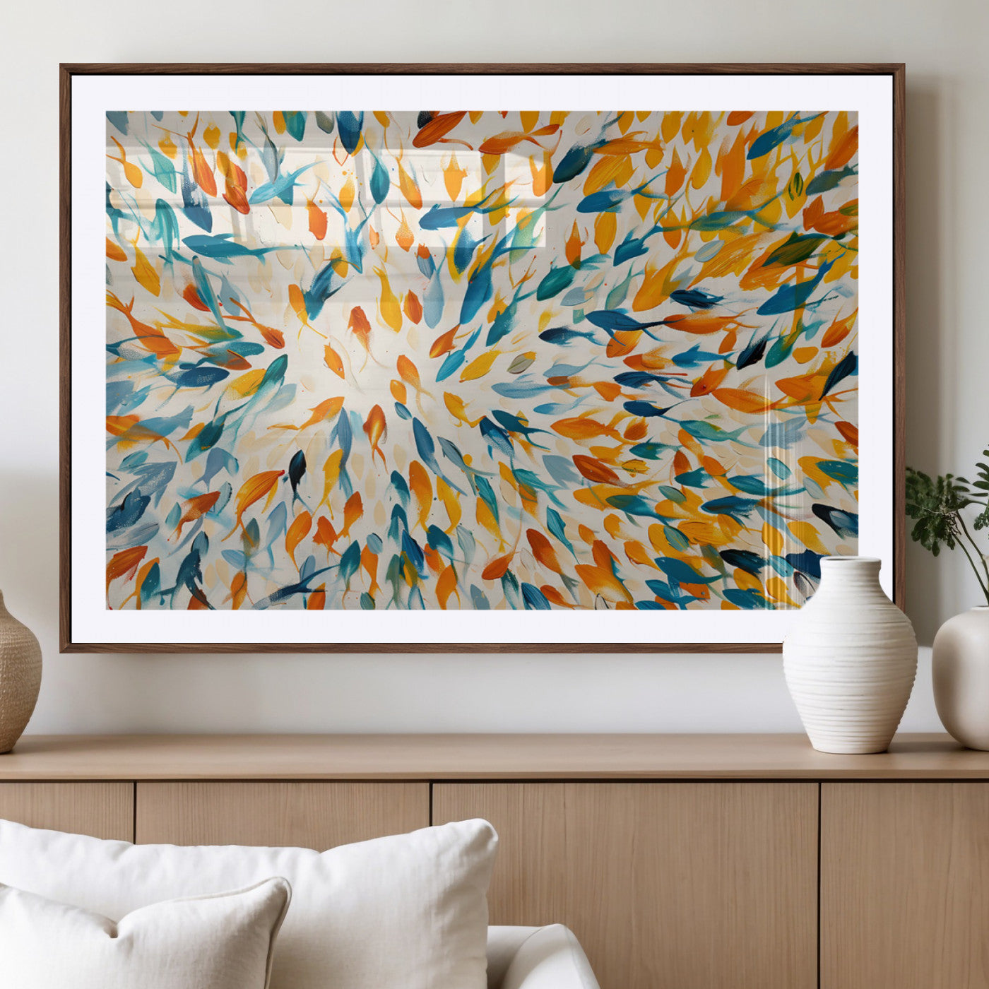 -Colorful Fish Wall Art Print – Abstract Ocean-Inspired Wall Art for Modern Spaces | Framed Canvas,
