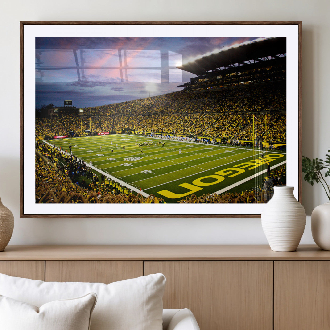 MGC-FP-36x24 - University of Oregon Ducks Football Team Print - Eugene Autzen Stadium Wall Art Canvas Print