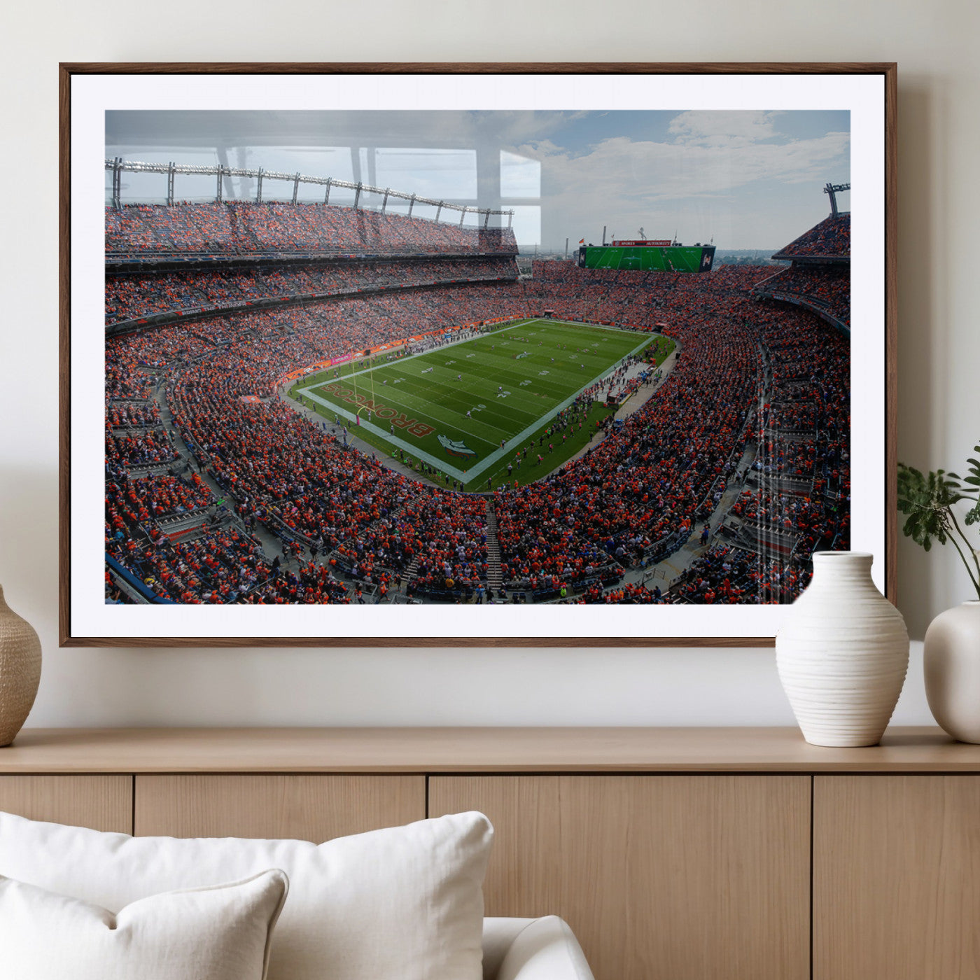 MGC-FP-36x24 - Denver Broncos Football Team Print - Empower Field Mile High Stadium Wall Art Canvas Print