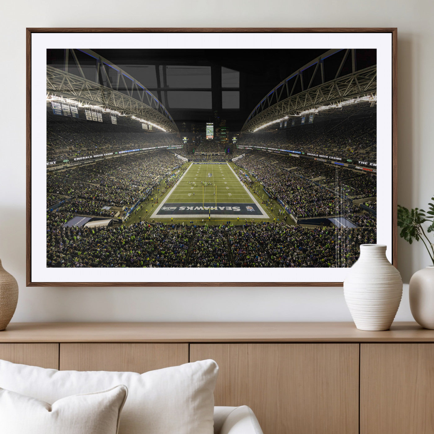 MGC-FP-36x24 - Seattle Seahawks Football Team Print Wall Art - Seattle Century Link Field Stadium Wall Art Canvas