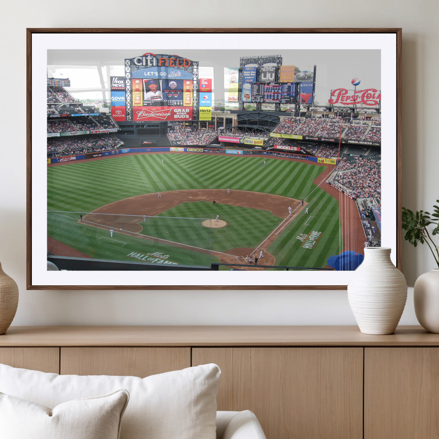MGC-FP-36x24 - New York Mets Baseball Team Print - Citi Field Baseball Stadium Wall Art Canvas Print