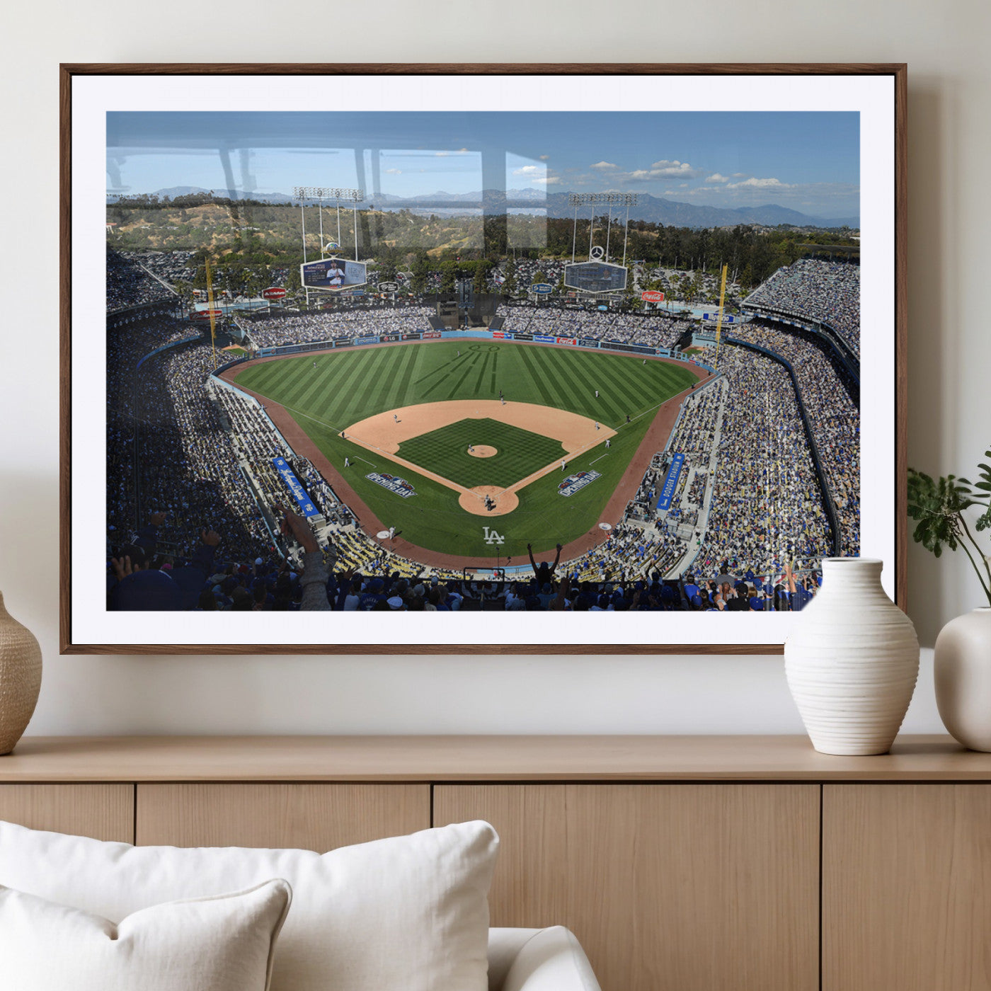 MGC-FP-36x24 - Los Angeles Dodgers Dodger Stadium Wall Art Canvas Print - MLB Baseball Stadium Wall Art Canvas
