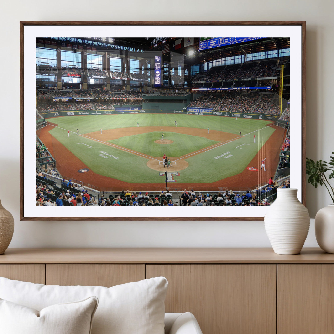 MGC-FP-36x24 - Texas Rangers Baseball Team Print - Arlington Globe Life Field Stadium Canvas Print Wall Art