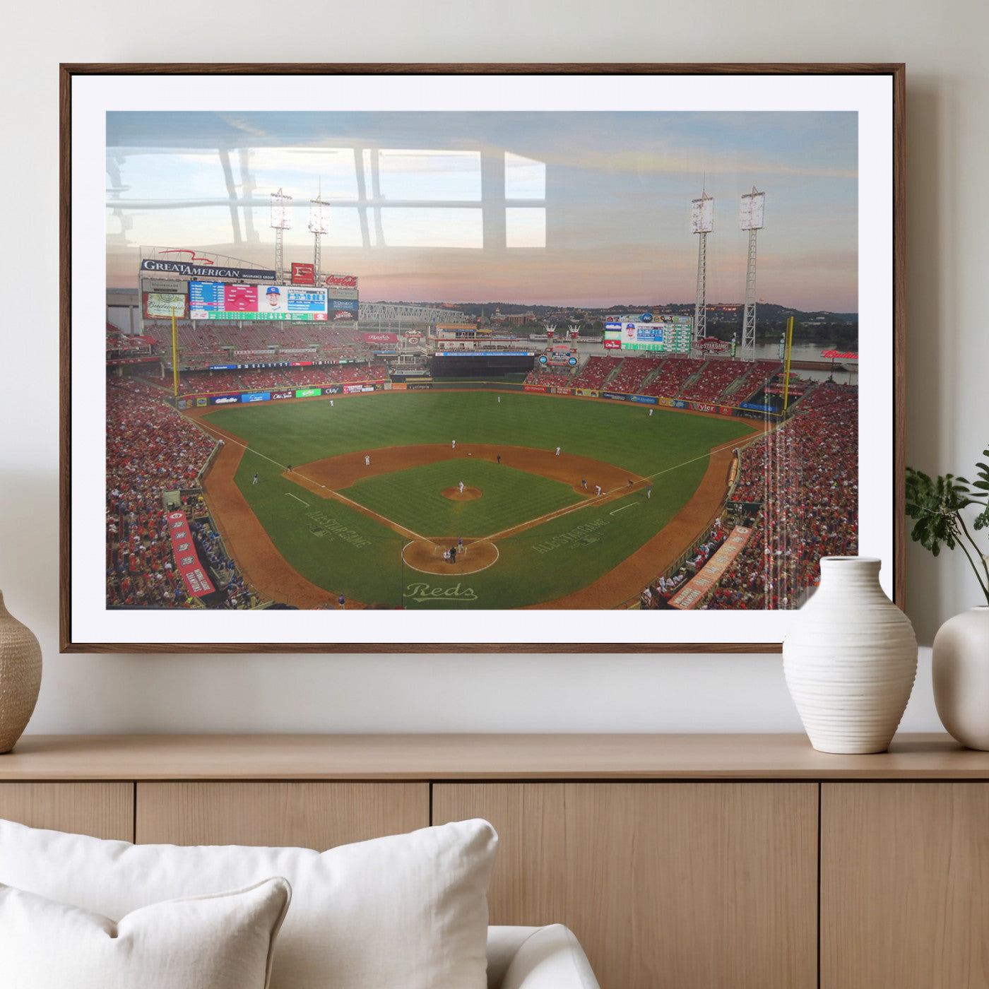 MGC-FP-36x24 - Cincinnati Reds Baseball Print Canvas- Cincinnati Great American Ball Park Stadium Wall Art Canvas