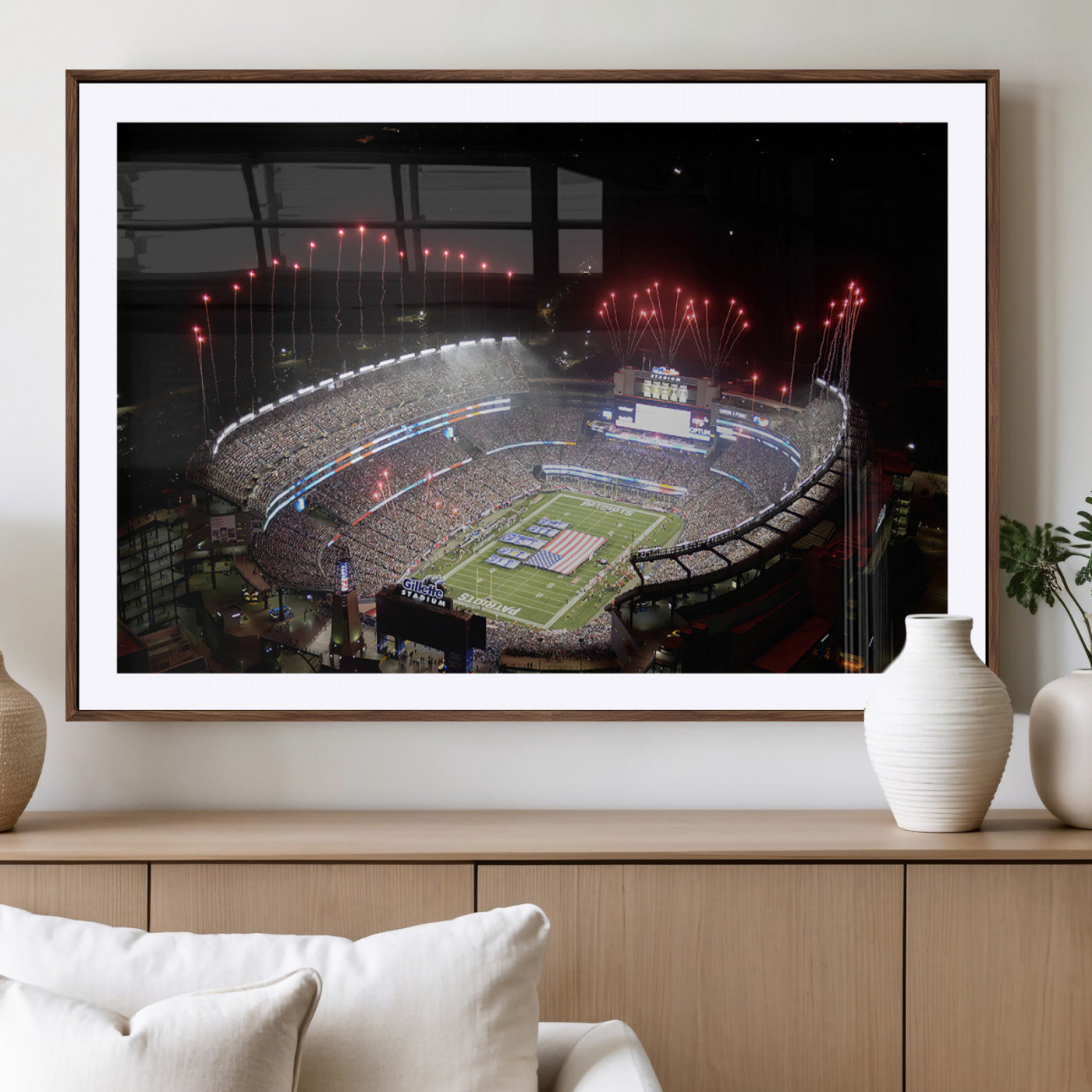 MGC-FP-36x24 - New England Patriots Team Print Wall Art- Foxborough Gillette Stadium Wall Art Canvas Print