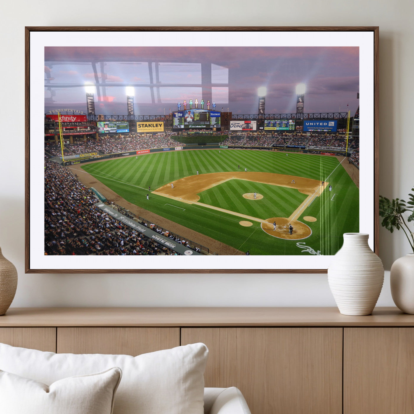 MGC-FP-36x24 - Chicago White Sox Baseball Team Print Canvas- Guaranteed Rate Field Stadium Wall Art Canvas Print