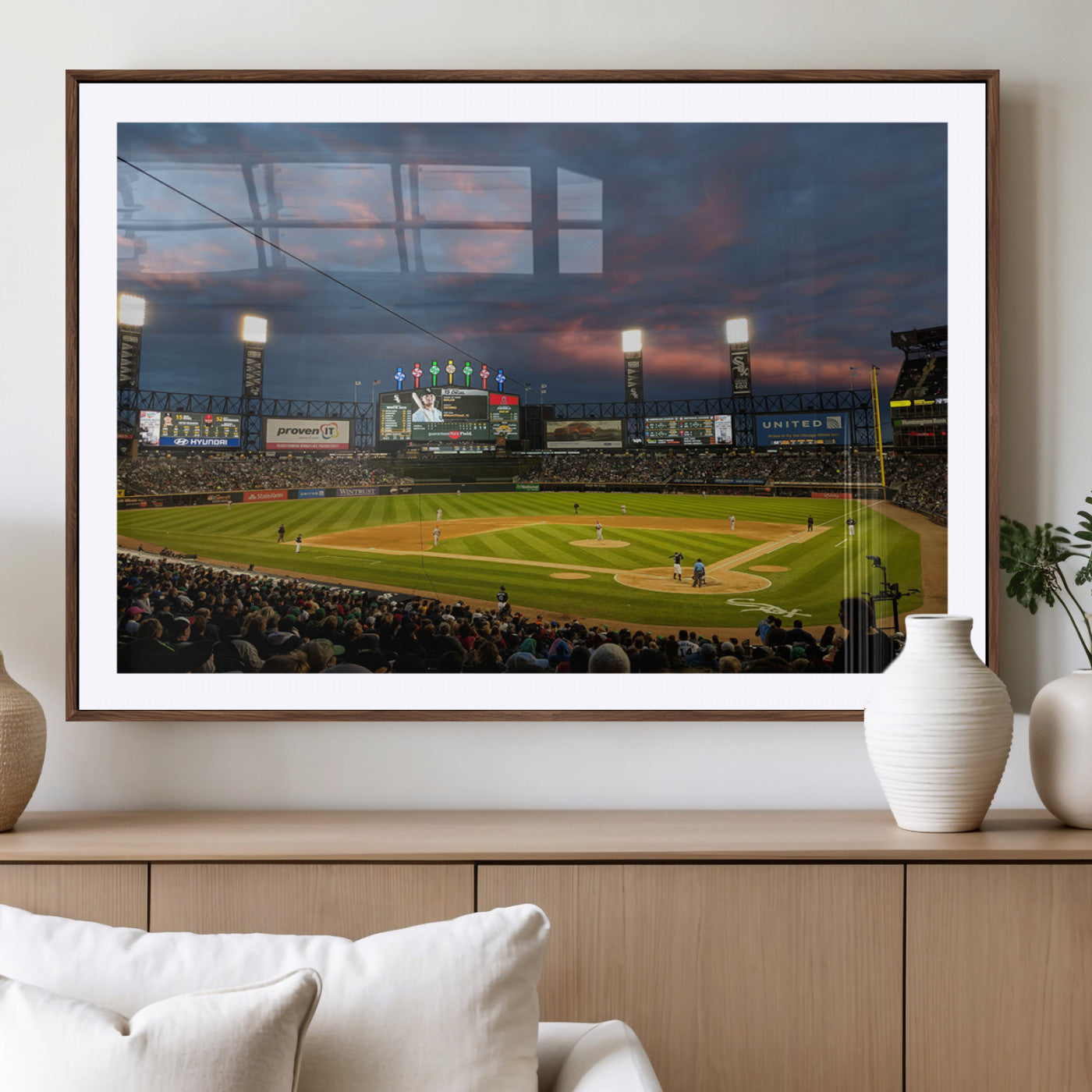 MGC-FP-36x24 - Chicago White Sox Baseball Team Print Canvas- Guaranteed Rate Field Stadium Wall Art Canvas Print