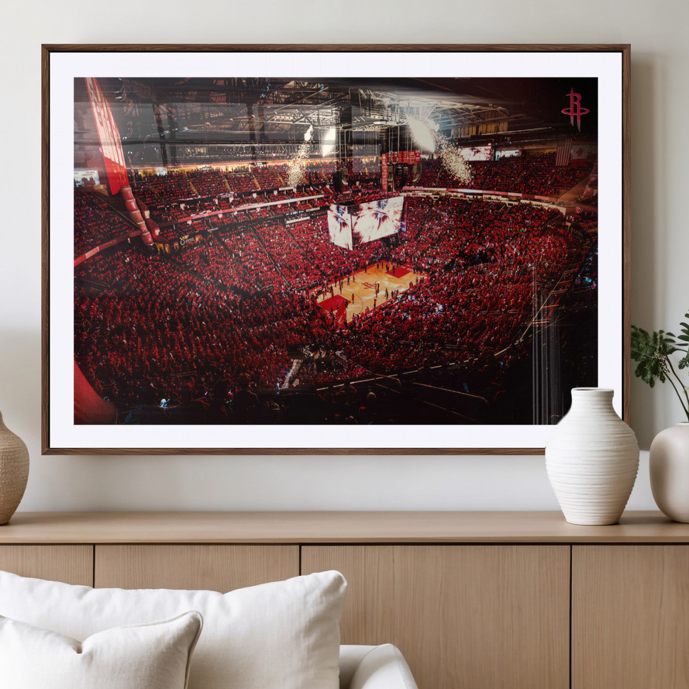 MGC-FP-36x24 - Houston Rockets Basketball Team Print Canvas- Houston Toyota Center Stadium Wall Art Canvas Print