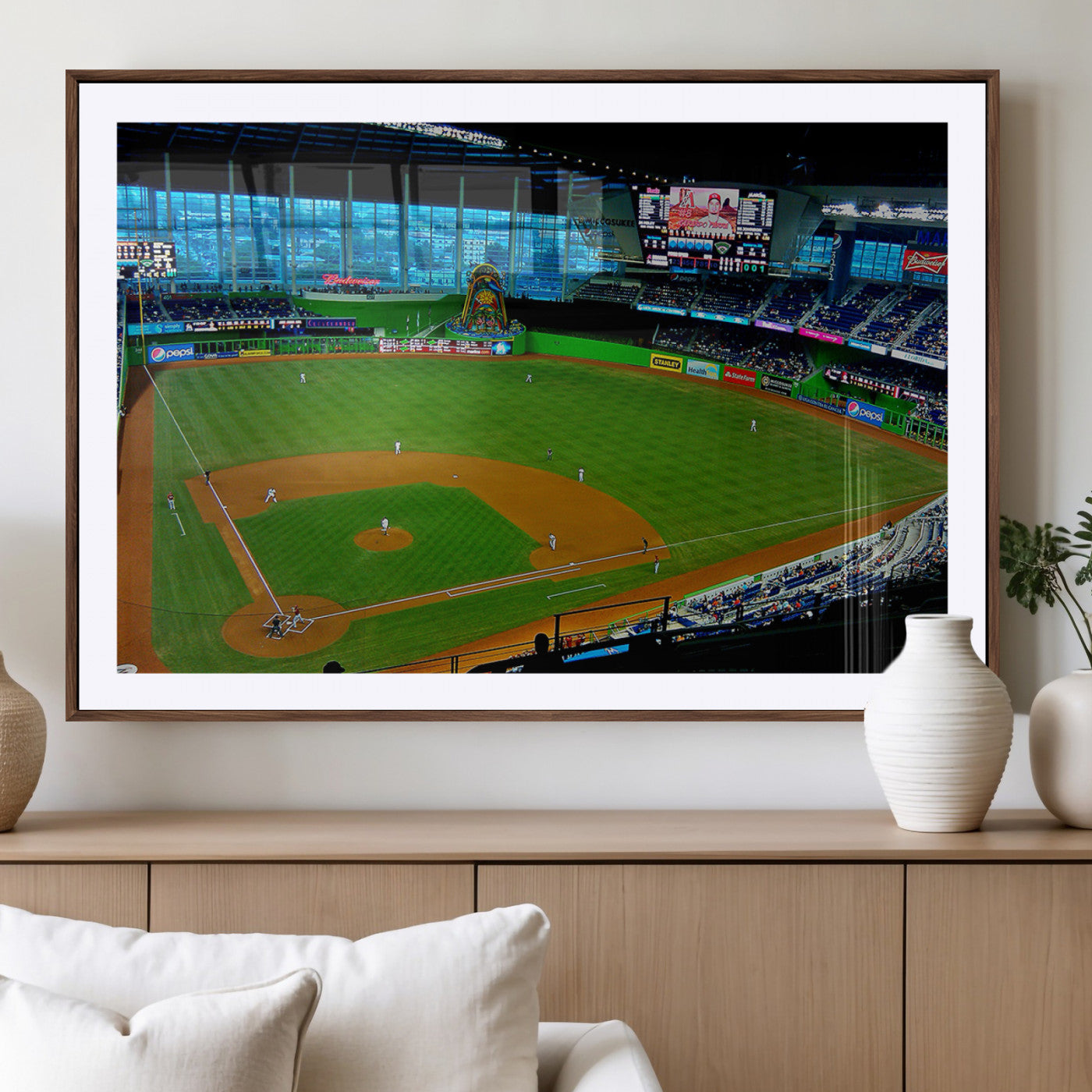 MGC-FP-36x24 - Miami Marlins Baseball Team Print - Miami LoanDepot Park Stadium Wall Art Canvas Print
