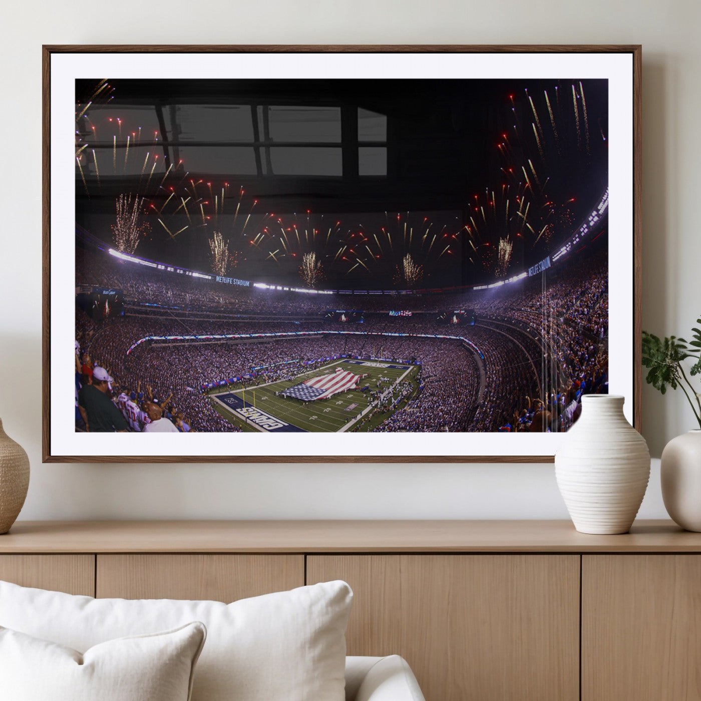 MGC-FP-36x24 - New York Giants Football Team Print - East Rutherford MetLife Stadium Wall Art Canvas Print