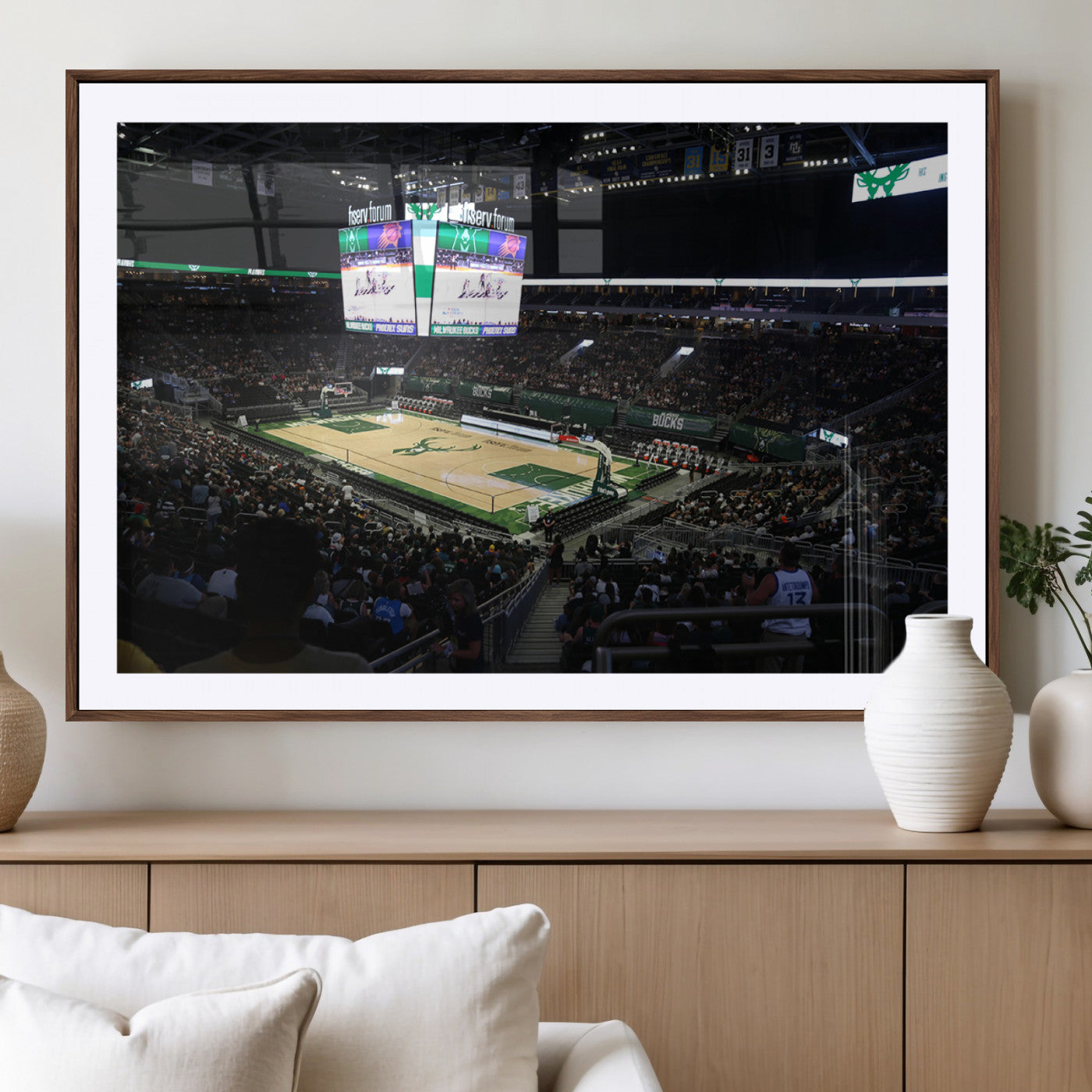 MGC-FP-36x24 - Milwaukee Bucks Basketball Print - Fiserv Forum Stadium Wall Art Canvas Print