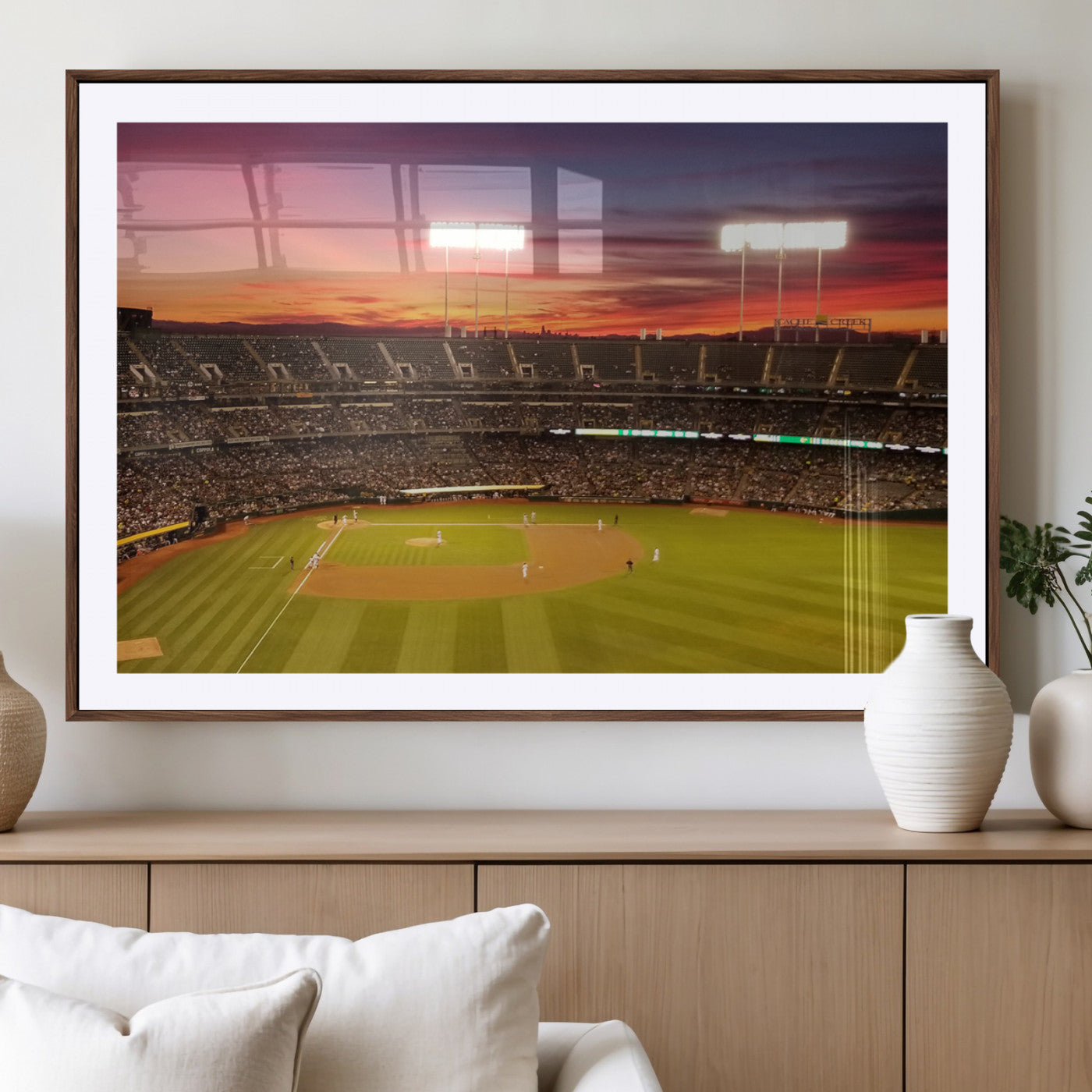 MGC-FP-36x24 - Oakland Athletics Baseball Team Print - Oakland Coliseum Stadium Wall Art Canvas Print